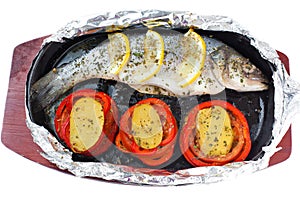 Baked seabass fish