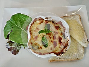 Baked spinach with chesse in thailand menu food