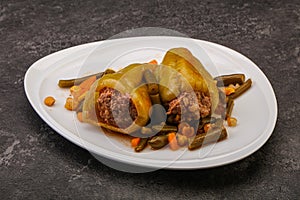 Baked stuffed bell pepper with meat