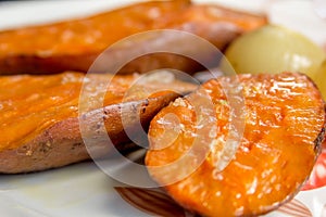 Baked sweet potato with coarse salt