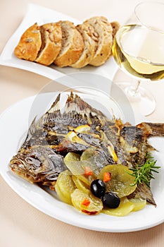 Baked turbot