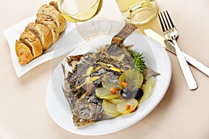 Baked turbot