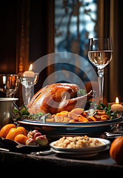 Baked turkey and other Thanksgiving foods