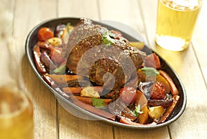 Baked veal with vegetables