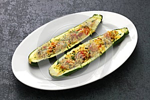 Baked vegetarian zucchini boats