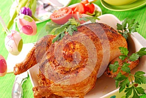 Baked whole chicken