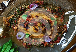 Baked whole flounder