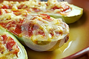 Baked zucchini boats and minced