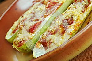 Baked zucchini boats and minced