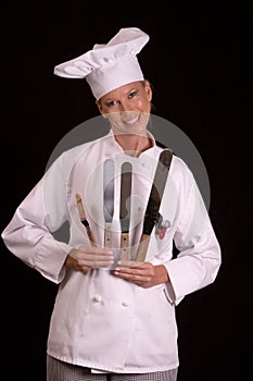 Baker with cake spatulas 1