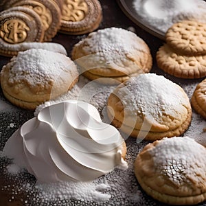 A baker dusting powdered sugar over freshly baked cookies3 photo
