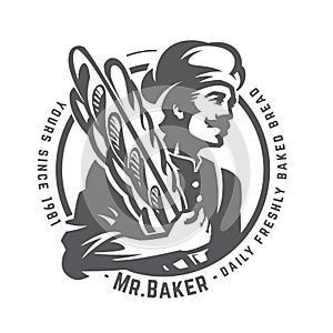 Baker with french baguette