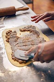 Baker make stuffed sweet bread