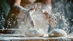 A Baker Preparing Dough Craft.AI generated image