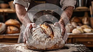 The Baker's Fresh Artisan Bread. AI generated