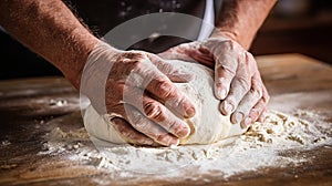 Baker shaping bread dough