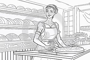 Baker woman working on patisserie items, bred ,bagels, croissants.