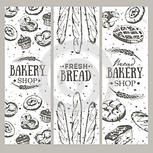 Bakery background. Bread banner collection.