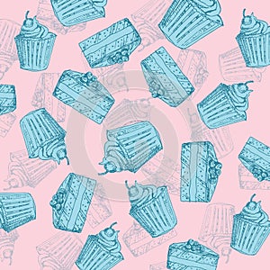 Bakery background. Linear graphic. Bakery collection.  Vector illustration.