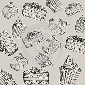 Bakery background. Linear graphic. Bakery collection.  Vector illustration.