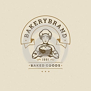 Bakery badge or label retro vector illustration.