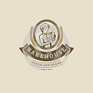 Bakery badge or label retro vector illustration.