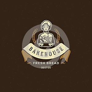 Bakery badge or label retro vector illustration.