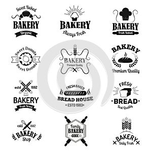 Bakery badges and logo icons thin modern style vector collection set
