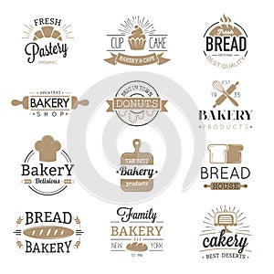 Bakery badges and logo icons thin modern style vector collection set