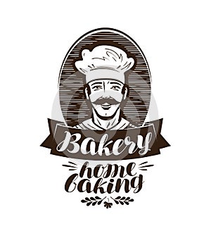 Bakery, bakehouse logo. Home baking label. Vintage vector illustration