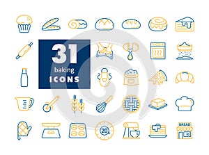 Bakery and Baking Essentials Icon Set