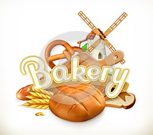 Bakery, Bread. 3d vector