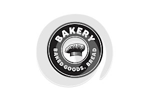 Bakery, Bread, Chef Hat, Vintage Logo.