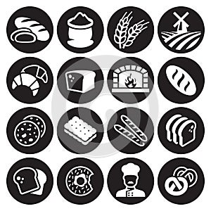 Bakery bread icon set