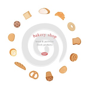 Bakery bread product icon with text bakery shop