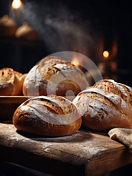 Bakery with breads close up