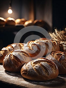 Bakery with breads close up