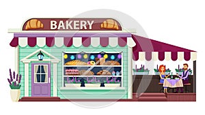 Bakery building cartoon flat vector illustration