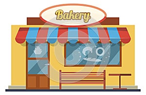 Bakery building icon. Pastry store cartoon front