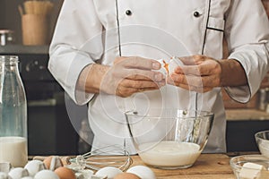 Bakery chef cooking bake in the kitchen professional