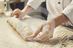 Bakery chef cooking bake in the kitchen professional