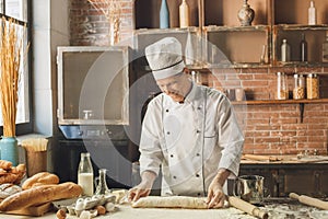 Bakery chef cooking bake in the kitchen professional