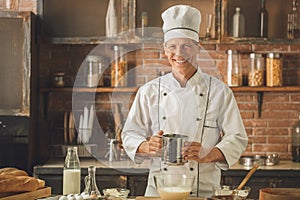 Bakery chef cooking bake in the kitchen professional