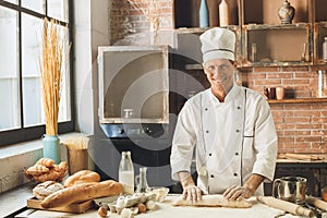 Bakery chef cooking bake in the kitchen professional