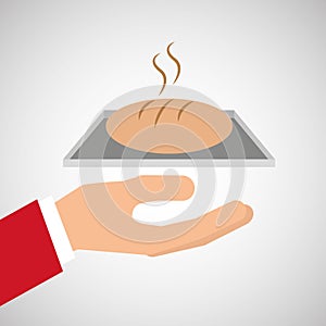 Bakery cooking hand fresh bread