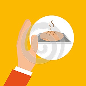 Bakery cooking hand fresh bread