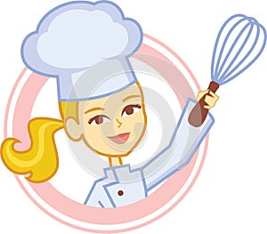 Bakery Culinary Girl Chef Cartoon in Logo Style