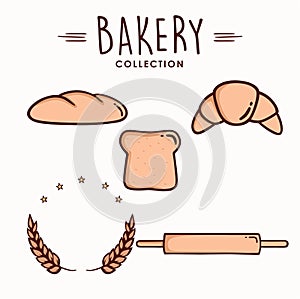 Bakery and Dessert Icon Set, Collection, Logo, Sign, Line Art, Emblem, Flat Vector Design Set
