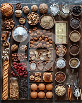 bakery desserts knolling style photo