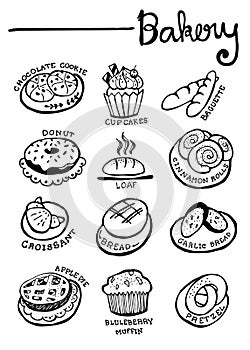 Bakery Doodles Hand Drawn